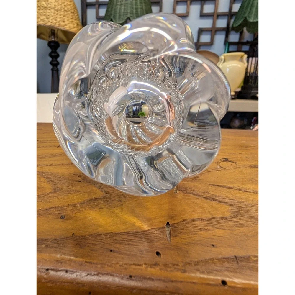 Orrefors Twisted Crystal Art Vase MCM Signed By Edvin Ohrstrom